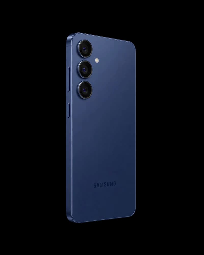 Samsung Galaxy S25 in navy, back view