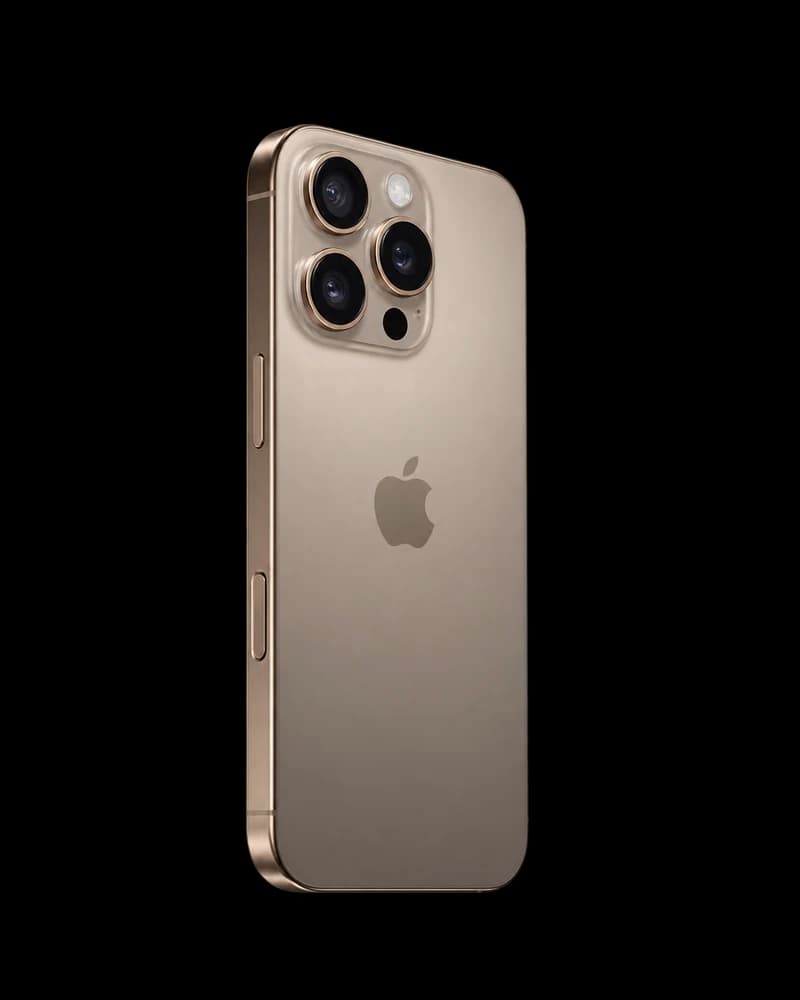 iPhone 16 Pro Max in desert titanium, back view