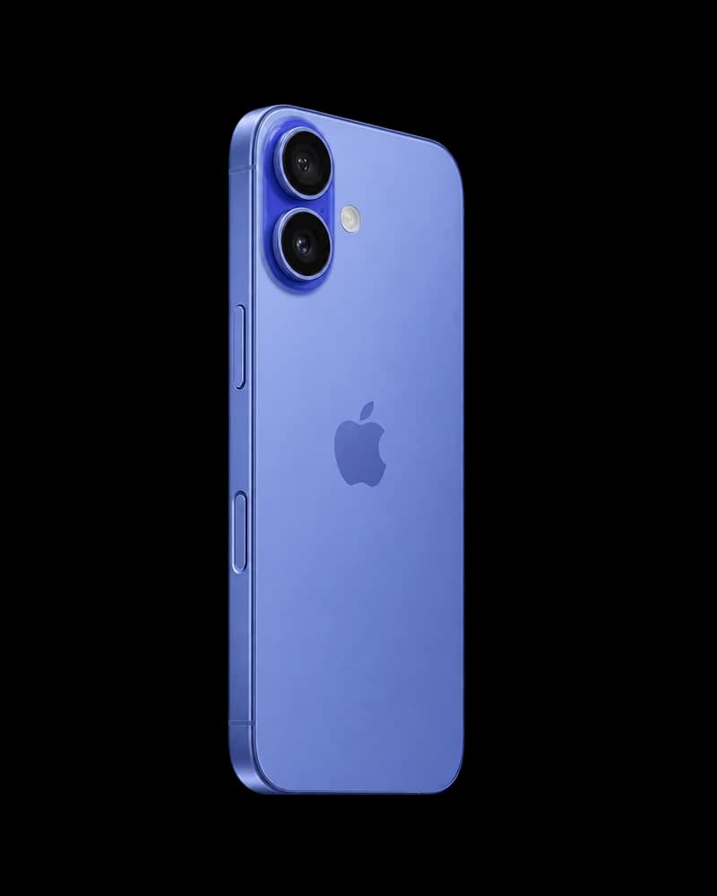 iPhone 16 in ultramarine, back view