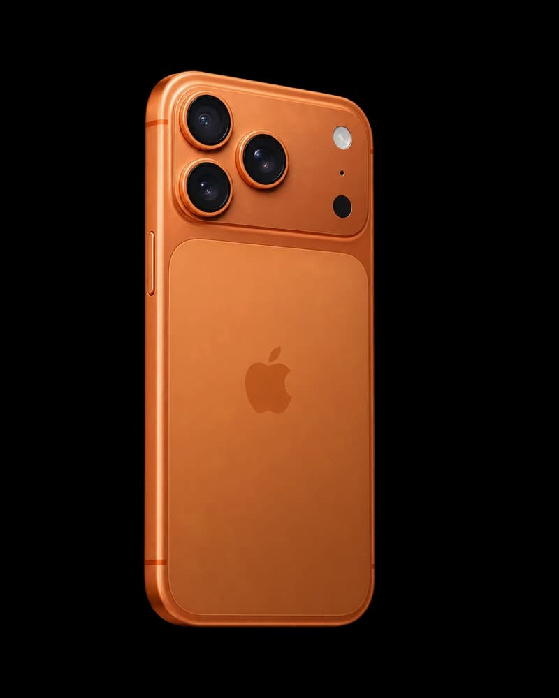 iPhone 17 Pro in cosmic orange, back view